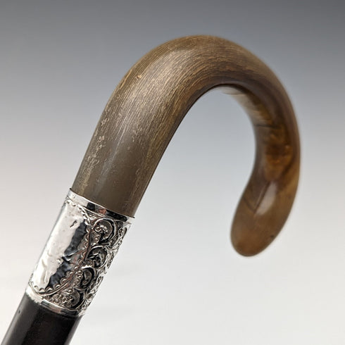 1925 年英國復古男士手杖喇叭手柄純銀裝飾 79 厘米 C&S